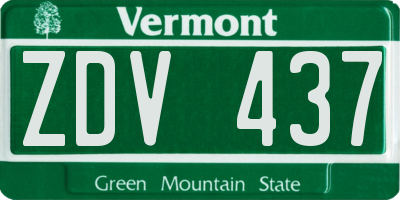 VT license plate ZDV437