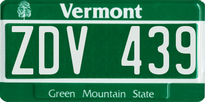 VT license plate ZDV439