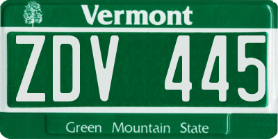 VT license plate ZDV445