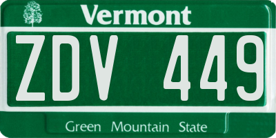 VT license plate ZDV449