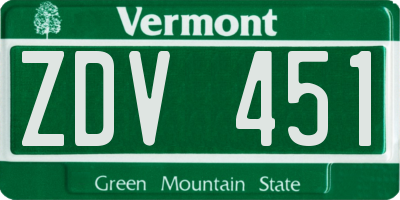VT license plate ZDV451
