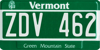 VT license plate ZDV462