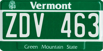 VT license plate ZDV463