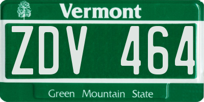 VT license plate ZDV464