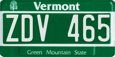 VT license plate ZDV465