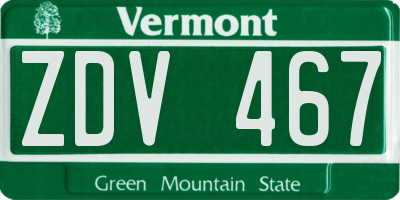 VT license plate ZDV467