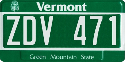 VT license plate ZDV471