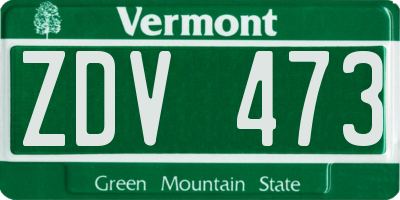 VT license plate ZDV473