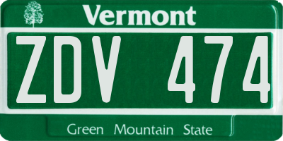 VT license plate ZDV474