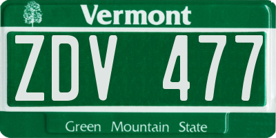 VT license plate ZDV477