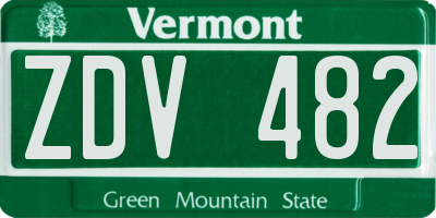 VT license plate ZDV482