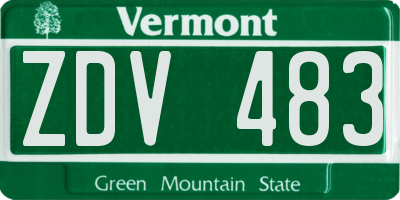VT license plate ZDV483