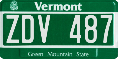 VT license plate ZDV487