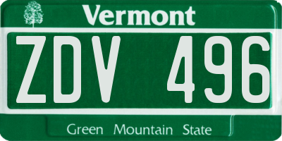 VT license plate ZDV496