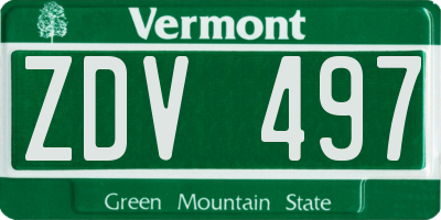 VT license plate ZDV497