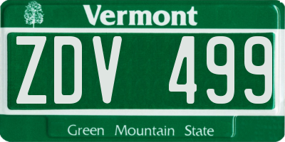 VT license plate ZDV499