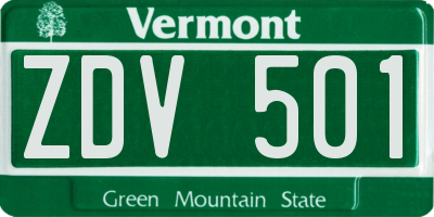 VT license plate ZDV501