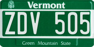 VT license plate ZDV505