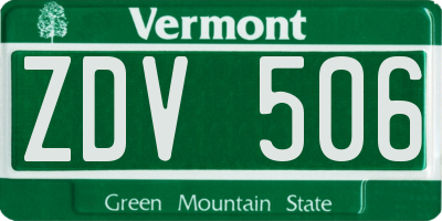 VT license plate ZDV506