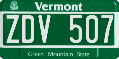 VT license plate ZDV507