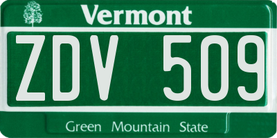 VT license plate ZDV509