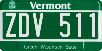 VT license plate ZDV511