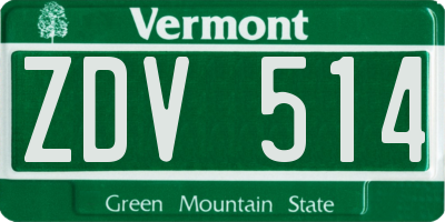 VT license plate ZDV514
