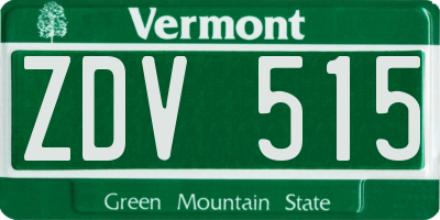 VT license plate ZDV515