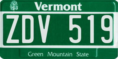 VT license plate ZDV519