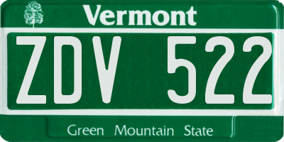 VT license plate ZDV522