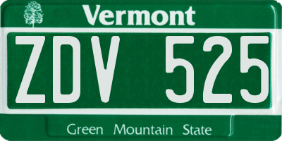 VT license plate ZDV525