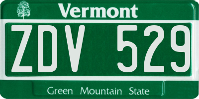 VT license plate ZDV529