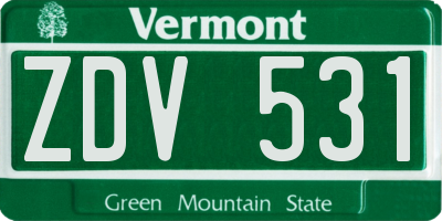 VT license plate ZDV531