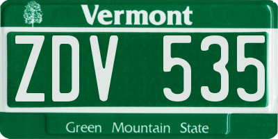 VT license plate ZDV535