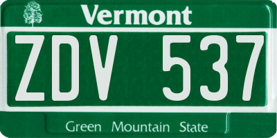 VT license plate ZDV537