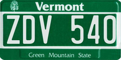 VT license plate ZDV540