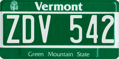 VT license plate ZDV542
