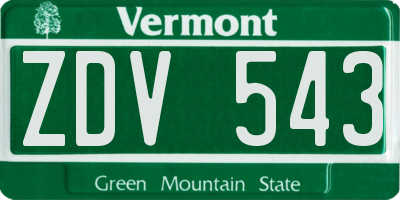 VT license plate ZDV543