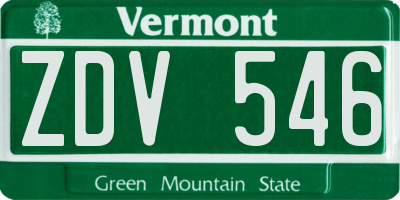 VT license plate ZDV546