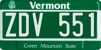 VT license plate ZDV551
