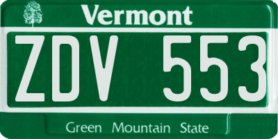 VT license plate ZDV553