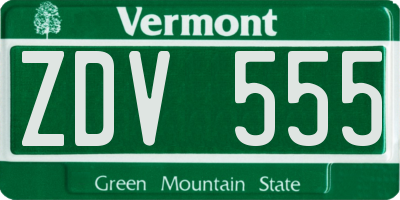 VT license plate ZDV555