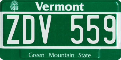 VT license plate ZDV559