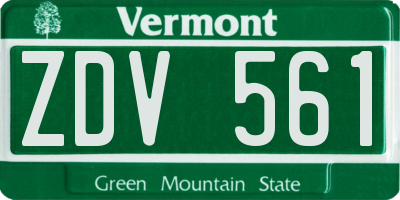 VT license plate ZDV561