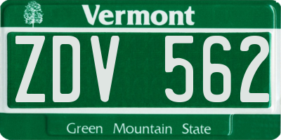 VT license plate ZDV562