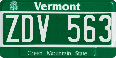 VT license plate ZDV563