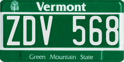 VT license plate ZDV568