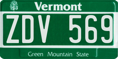 VT license plate ZDV569