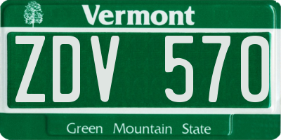 VT license plate ZDV570