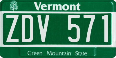 VT license plate ZDV571